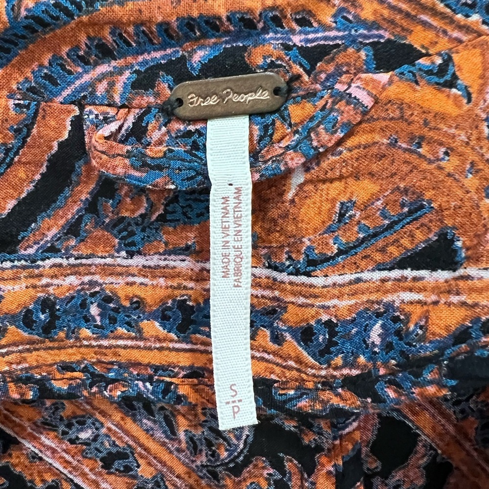 Free People Half Moon Paisley Duster Kimono Size S | Boho Long Cardigan - Picture 4 of 8